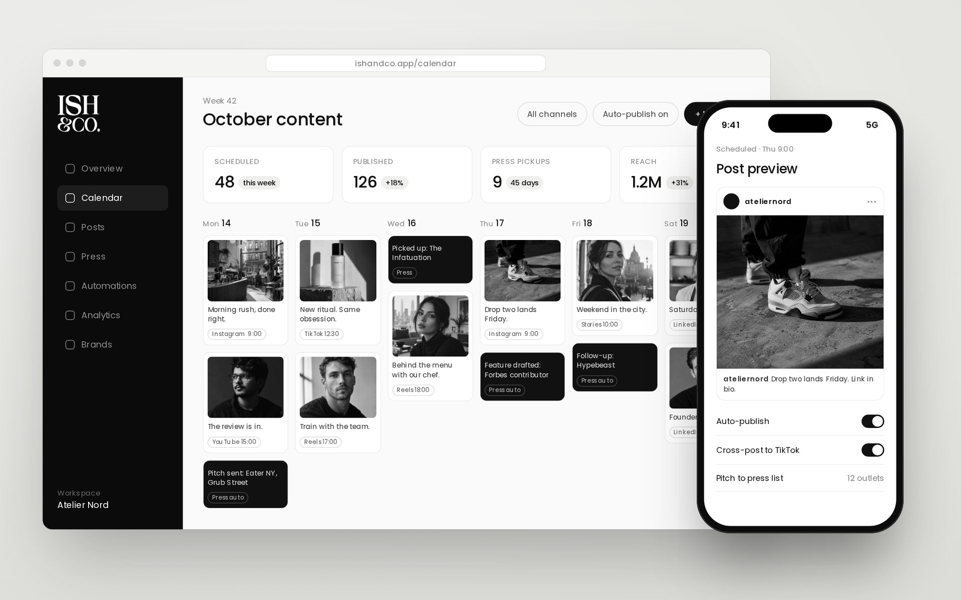 ISH & CO App on desktop and mobile
