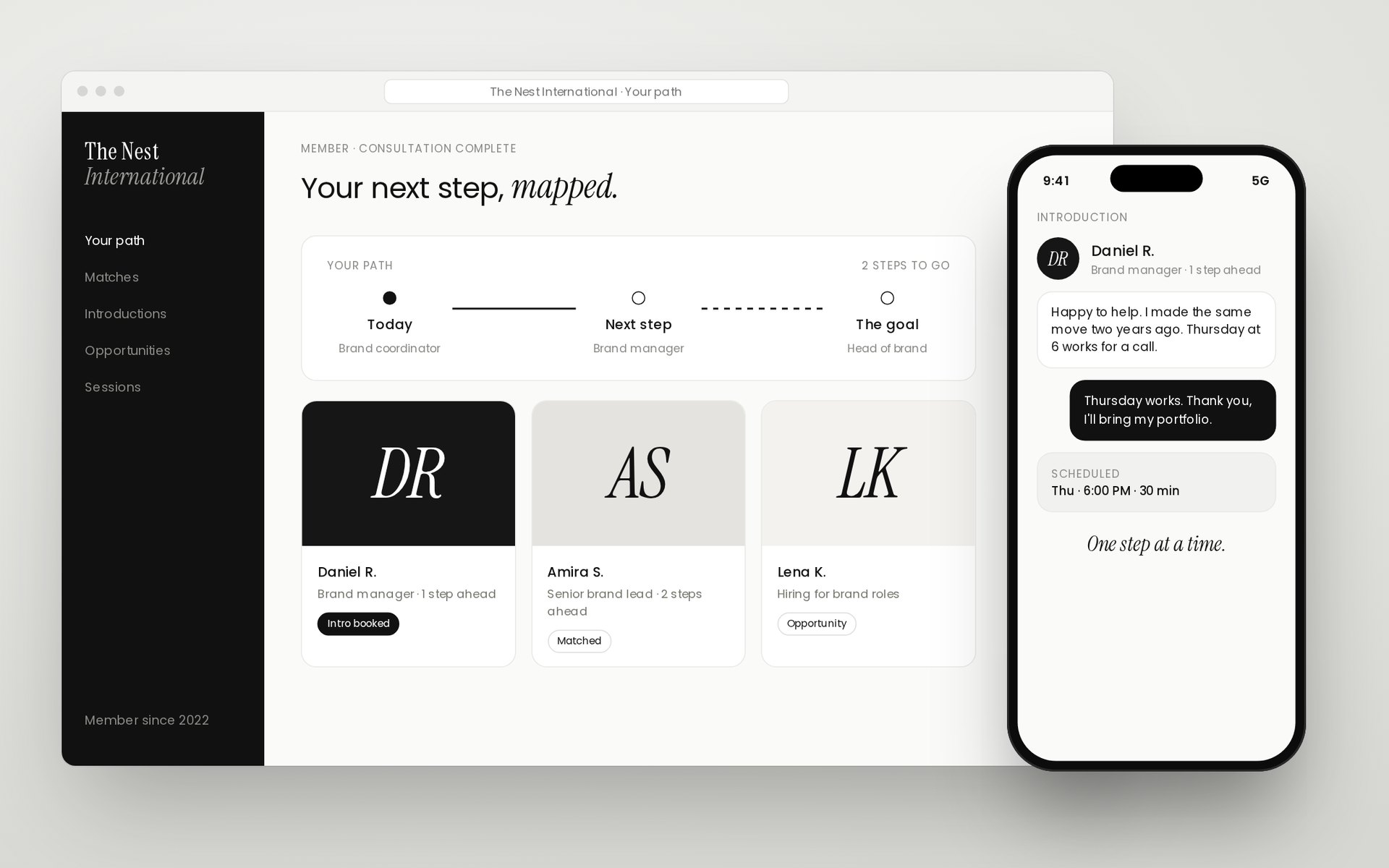 The Nest International on desktop and mobile